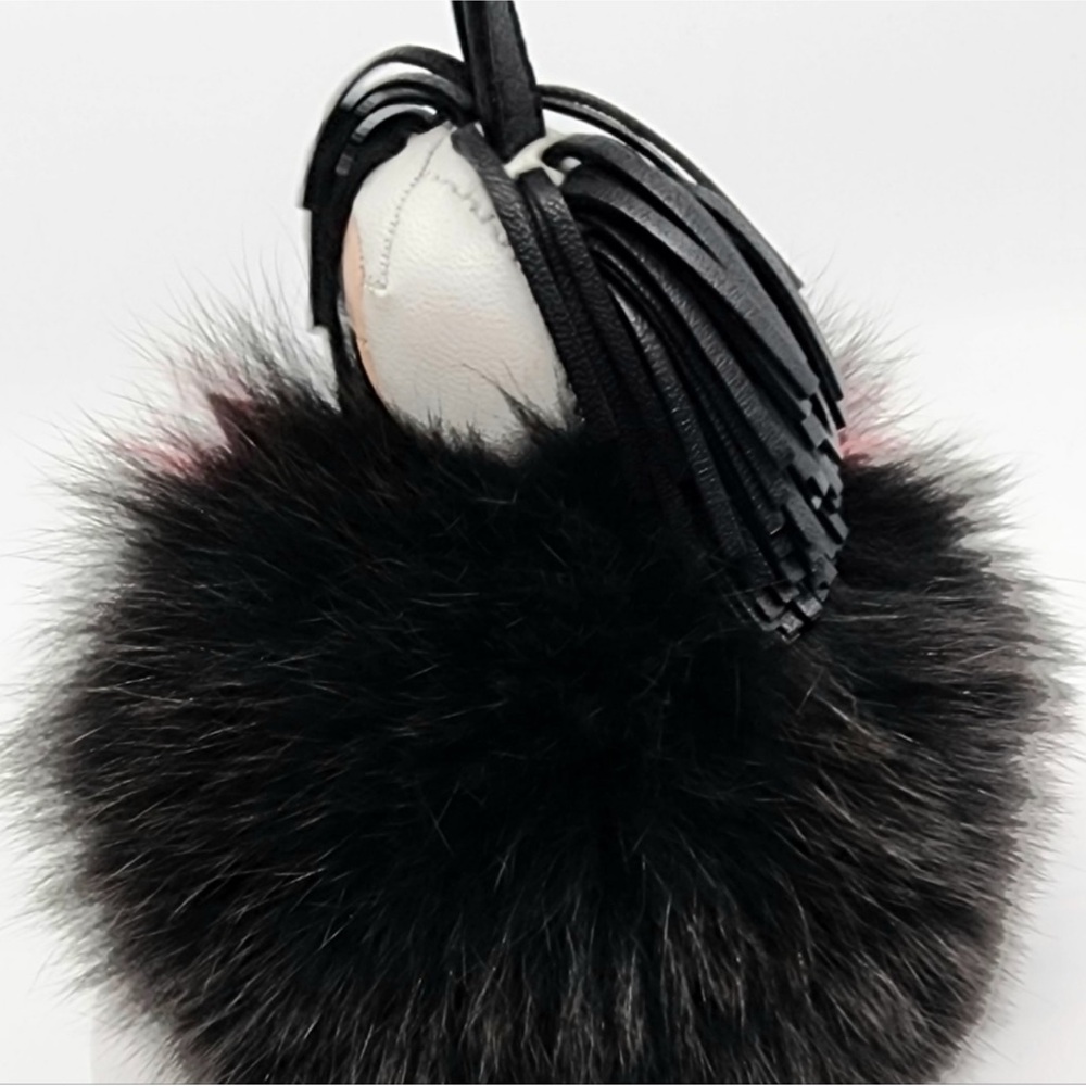 Karl Lagerfeld Red and Black Fur Keychain - Picture 2 of 4
